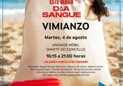 Cartel de la campaña de donación de sangre en Vimianzo el 4 de agosto de 2026