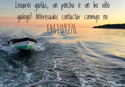 Cartel dunha saída en barco desde Cee para observar a eclipse solar do 12 de agosto de 2026