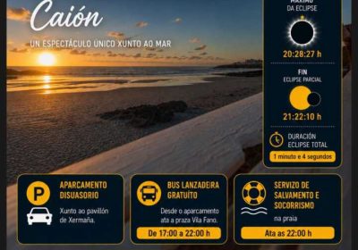 Eclipse solar en Caión el 12 de agosto de 2026