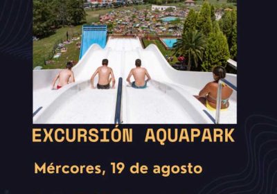 Cartel de la excursión al aquapark del programa Verán Zas 2026