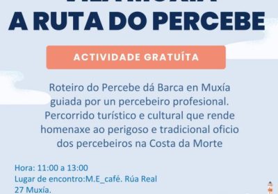 Cartel de la experiencia Vila Muxía, visita guiada de turismo mariñeiro sobre el percebe en Muxía el 7 de septiembre.