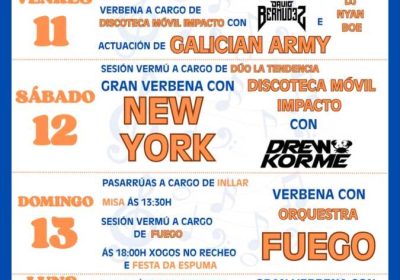 Cartel da Festa da Barquiña 2026 en Ponteceso, do 11 ao 14 de setembro