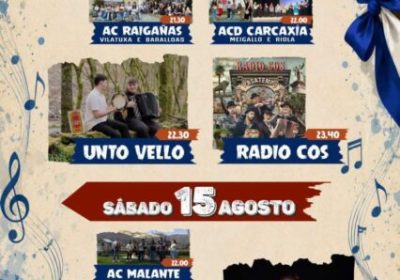 Cartel de la Festa Galega 2026 en el Porto de Malpica, con actuaciones los días 14 y 15 de agosto