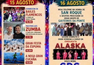 Cartel de la Festa de San Roque 2026 en A Ponte do Porto, con actividades, música y verbena