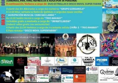 Cartel de las Festas da Milagrosa 2026 en Quilmas e Curra, Carnota