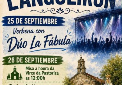 Cartel de las Festas da Virxe da Pastoriza 2026 en Langueirón, Ponteceso