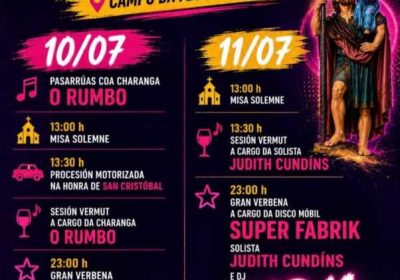 Cartel de la Festa de Codesos-Vilanova, con actividades los días 10 y 11 de julio en el Campo da Festa de Codesos.