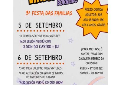 Cartel de la Festa das Virtudes 2026 en Borneiro, Cabana de Bergantiños, los días 5 y 6 de septiembre