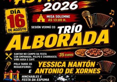 Cartel de la Festa de San Roque das Maroñas 2026, el 16 de agosto en Mazaricos