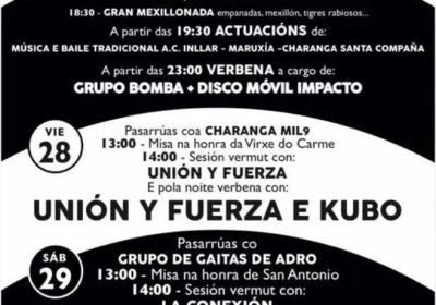 Cartel de las Fiestas de Cánduas 2026, con música, baile tradicional, sesiones vermú y verbenas los días 22, 28 y 29 de agosto