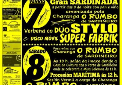 Cartel de las Festas do Carmen de Sardiñeiro 2026, los días 7 y 8 de agosto