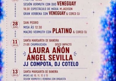Cartel de las Fiestas de Corcoesto 2026, con celebraciones del 27 de junio al 18 de julio en Corcoesto, Cabana de Bergantiños.