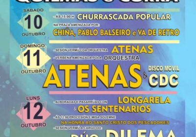 Cartel de las Festas do Cristo 2026 en O Pindo, Quilmas e Curra, del 10 al 13 de octubre