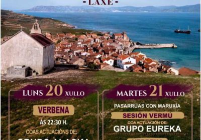 Cartel de las Fiestas de la Cruz da Rosa 2026 en Laxe, los días 20 y 21 de julio