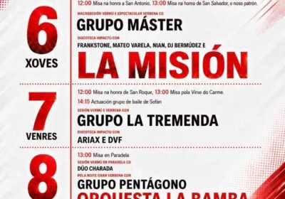 Cartel de las fiestas de Sofán de agosto de 2026, con programación del 6 al 10 de agosto