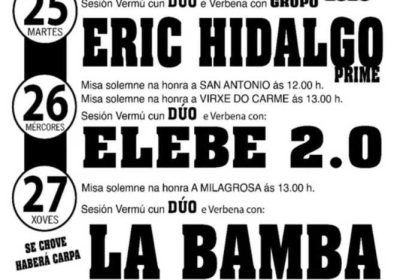 Cartel de las fiestas de Entrecruces 2026 en Carballo, del 25 al 27 de agosto