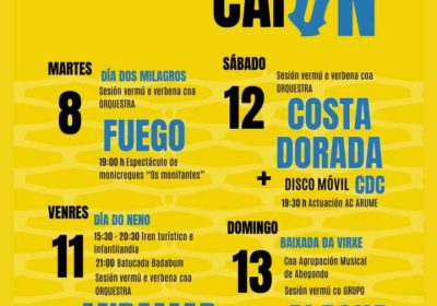 Cartel actualizado de las Fiestas de los Milagros de Caión 2026