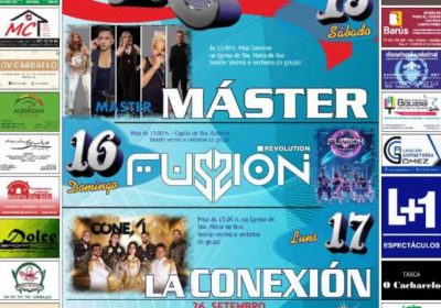 Cartel de las Fiestas Patronales de Rus 2026 con actuaciones de Máster, Revolution y La Conexión