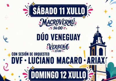Cartel de las Fiestas de San Cristovo de Cerqueda 2026, con macrovermú, verbena y actuaciones musicales los días 11 y 12 de julio