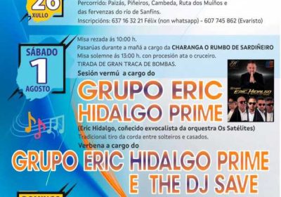 Cartel de las Fiestas de Sanfins 2026 en Cambeda, con andaina popular y programa festivo los días 26 de julio, 1 y 2 de agosto