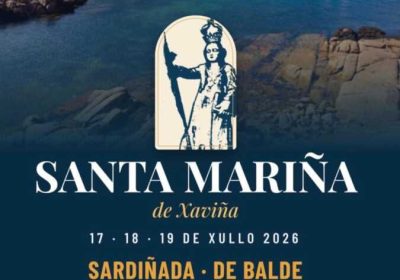 Cartel de las fiestas de Santa Mariña de Xaviña 2026, del 17 al 19 de julio, con sardiñada, música y verbenas