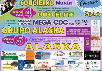 Cartel de las Fiestas del Socorro de Coucieiro 2026 en Muxía