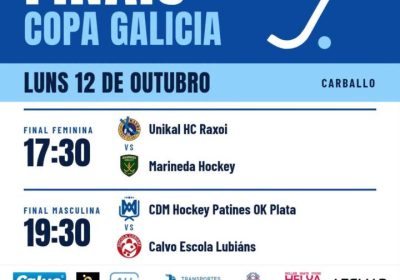 Cartel das finais da Copa Galicia de hóckey a patíns en Carballo, o luns 12 de outubro