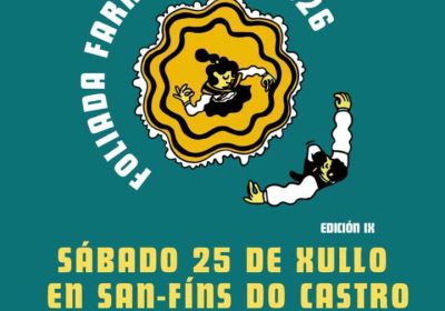 Cartel de la IX Foliada Farrapeira 2026, el sábado 25 de julio en San Fíns do Castro, Cabana de Bergantiños.