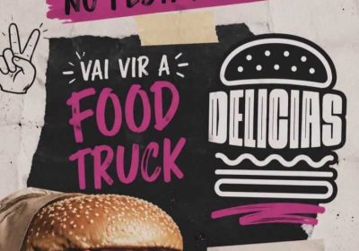 Cartel de la visita de la food truck Delicias a Festi Lires el 1 de agosto