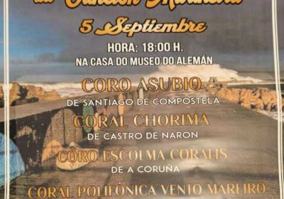 Cartel del III Festival Coral da Canción Mariñeira en Camelle, con coros invitados y actuación el 5 de septiembre de 2026