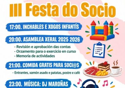 Cartel da III Festa do Socio de Cundíns 2026