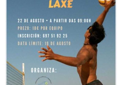 Cartel del III Torneo de Vólei-Praia 3x3 de Laxe, el 22 de agosto a partir de las 09:00 horas