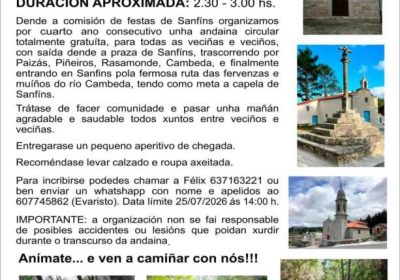 Cartel de la IV Andaina Popular Sampedrofíns 2026 en Sanfíns, Vimianzo