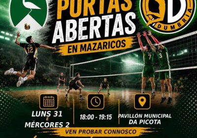 Jornada de portas abertas de voleibol do Club Voley Dumbría no Pavillón Municipal da Picota, Mazaricos