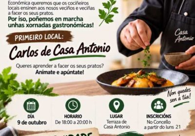Cartel das Xornadas Gastronómicas con Carlos de Casa Antonio en Malpica