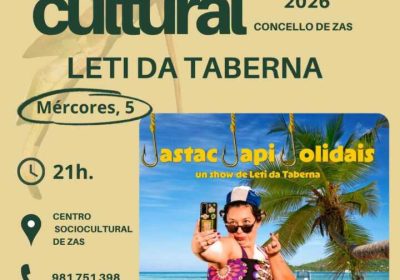 Cartel del espectáculo de Leti da Taberna en la Semana Cultural de Zas