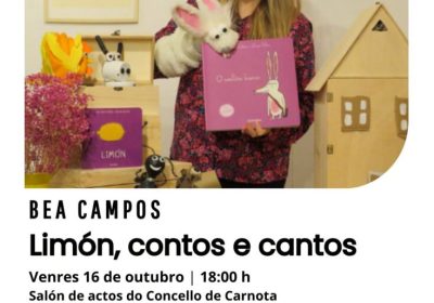 Bea Campos presenta Limón, contos e cantos en Carnota o 16 de outubro de 2026
