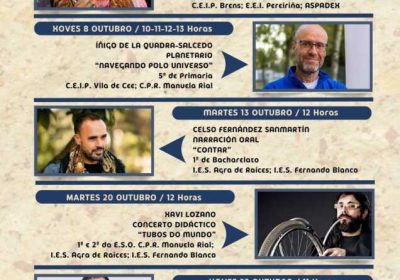 Cartel del programa escolar O Mes da Fundación 2026 en Cee