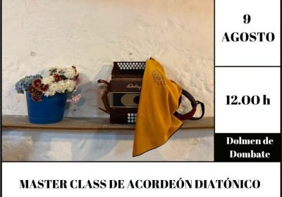 Cartel de la masterclass de acordeón diatónico de Ensemble Codia en el Dolmen de Dombate
