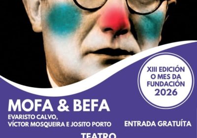 Cartel de Mofa & Befa con la obra Os dous de sempre, sábado 10 de octubre a las 20:30 en la Casa da Cultura de Cee