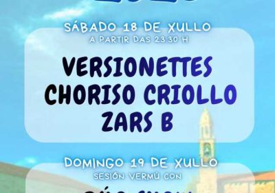 Cartel de Moraime 2026 con actuaciones musicales los días 18 y 19 de julio en Moraime, Muxía