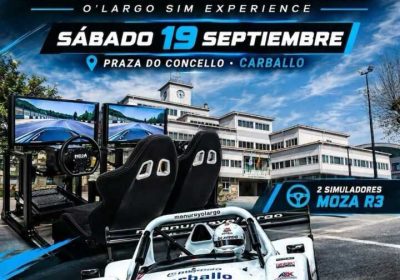 Cartel de O'Largo Sim Experience en la Praza do Concello de Carballo, 19 de septiembre de 2026