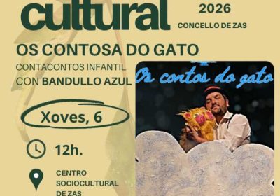 Cartel de Os contos do gato na Semana Cultural de Zas 2026