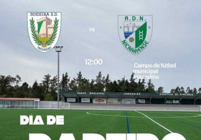 Cartel del partido amistoso femenino Soneira SD vs ADN Nicrariense en Vimianzo, 23 de agosto de 2026