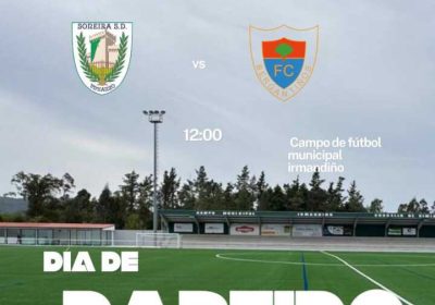 Cartel del partido amistoso juvenil Soneira SD vs Bergantiños FC en Vimianzo, 22 de agosto de 2026