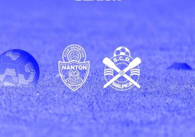 Cartel del partido amistoso sénior entre CD Nantón y SCD Malpica del 13 de agosto de 2026 en el Campo As Fontiñas