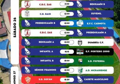 Cartel de partidos de la SRD Unión Club Cee del 26 y 27 de septiembre de 2026