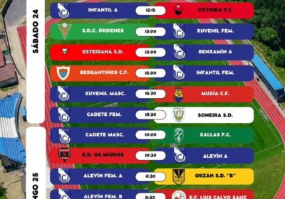 Calendario de partidos de la SRD Unión Club Cee para el 24 y 25 de octubre de 2026