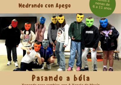 Cartel de Pasando a bóla de A Xanela do Maxín, actividad infantil en Carballo el 16 de octubre de 2026