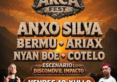Cartel de Pedra da Arca Fest en Cerqueda, con actuaciones musicales el 10 de julio